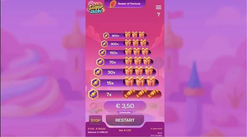 Sugar Stacks - chiến thắng lớn sau khi rút tiền ở cấp độ trên cùng của tòa tháp